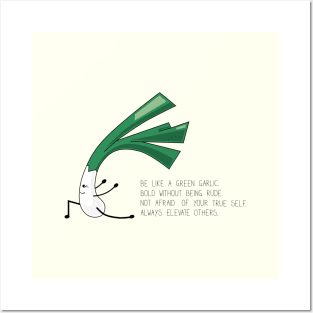 Cartoon green garlic fun inspirational quote Posters and Art